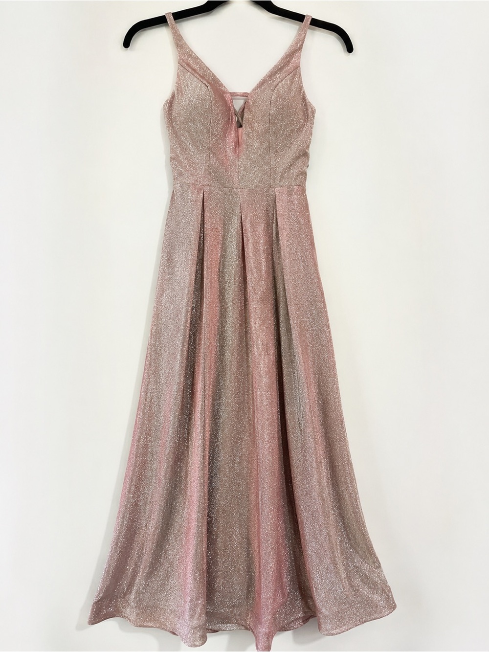 Crystal Doll Glitter Formal Gown Dress w/ Pockets Champagne Pink Size 5 Prom